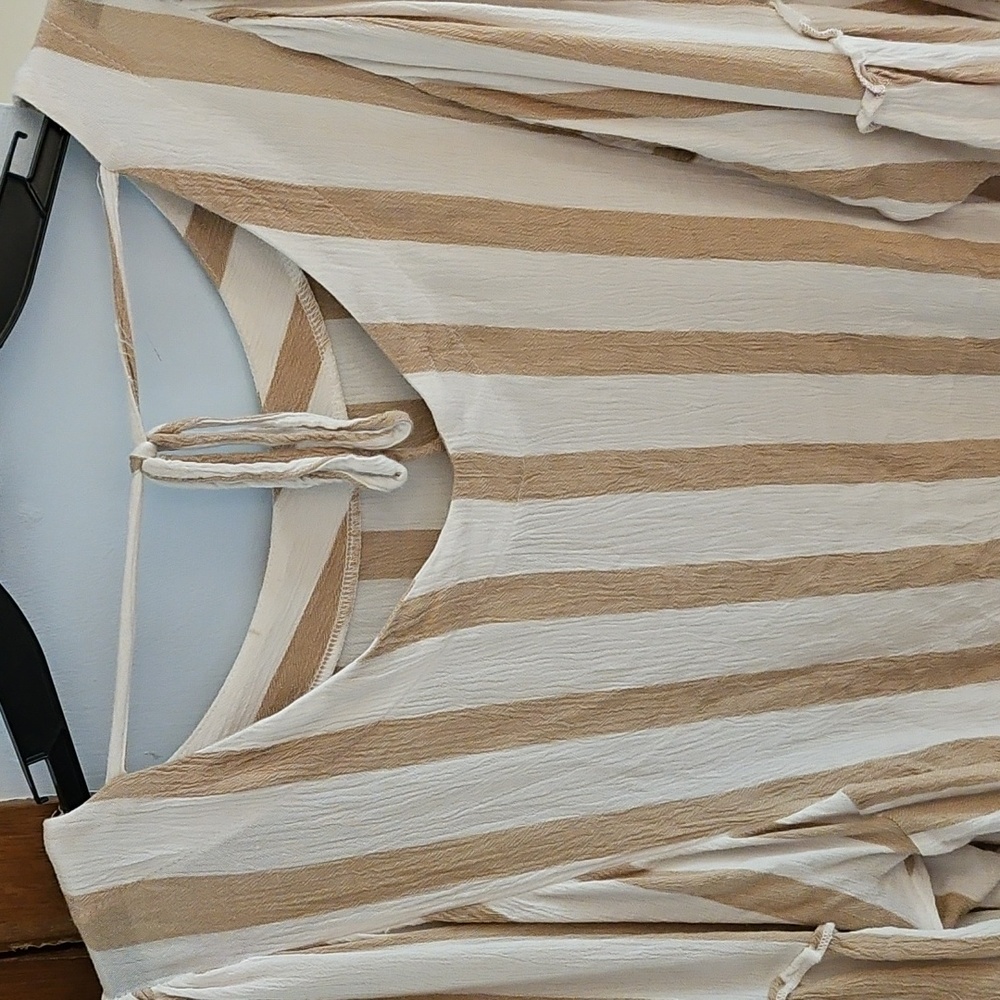 Maurices Beige and Cream Striped Blouse - Picture 6 of 9